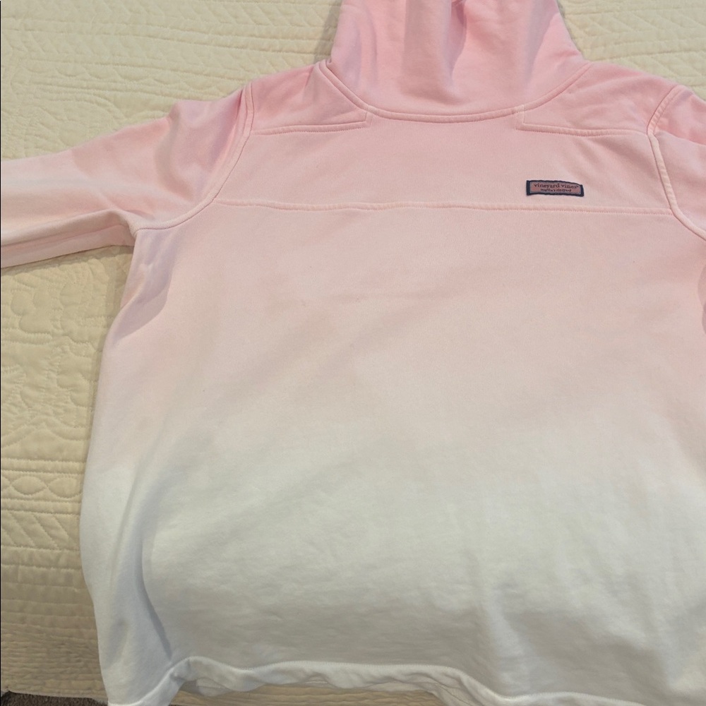 Gently worn -Vineyard Vines Pink and White Cowl Neck Sweater
